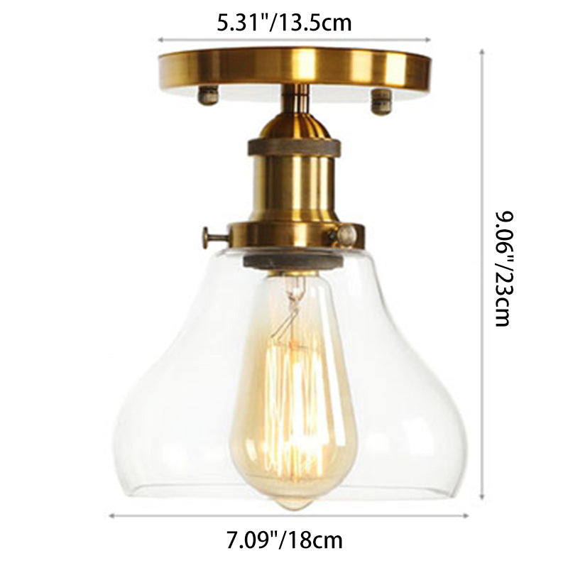 Contemporary Scandinavian Glass Aluminum Fan-Shaped Round 1-Light Semi-Flush Mount Ceiling Light For Living Room