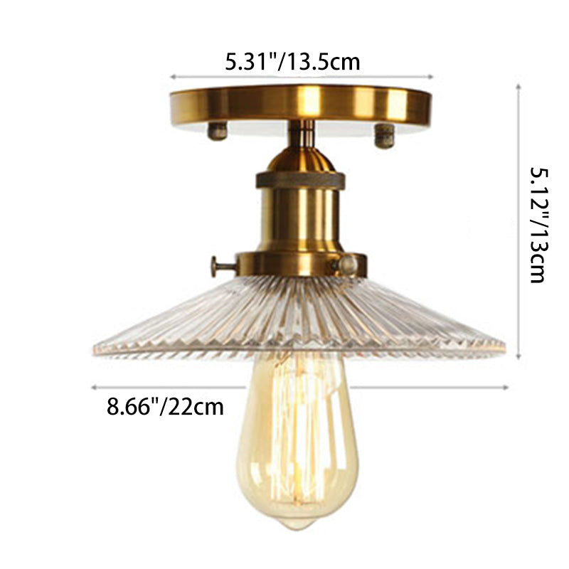 Contemporary Scandinavian Glass Aluminum Fan-Shaped Round 1-Light Semi-Flush Mount Ceiling Light For Living Room