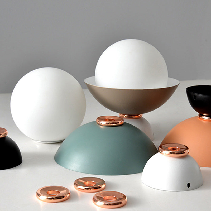 Contemporary Scandinavian Glass Iron Bowl-Shaped Round 1-Light Semi-Flush Mount Ceiling Light For Bedroom & Living Room