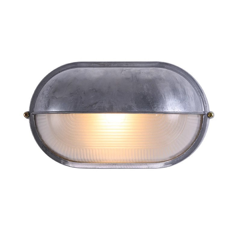 Traditional French Glass Aluminum Oval Round Wall Sconce Lamp 1-Light For Outdoor