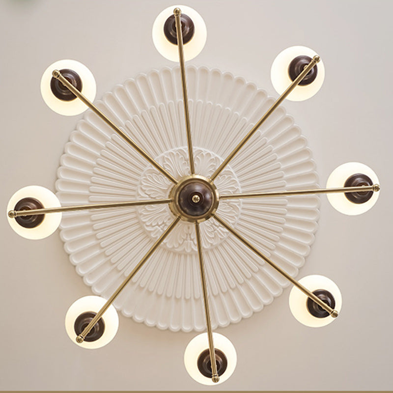 ثريا كروية من خشب الدردار الزجاجي الصيني التقليدي، مكونة من 4/6/8 مصابيح لغرفة الطعام