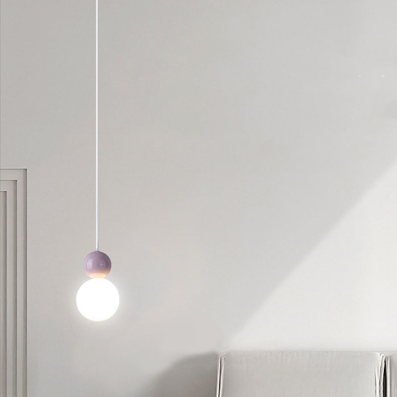 Modern Minimalist PE Metal Globe-Shaped 1-Light Pendant Light For Bedroom & Living Room