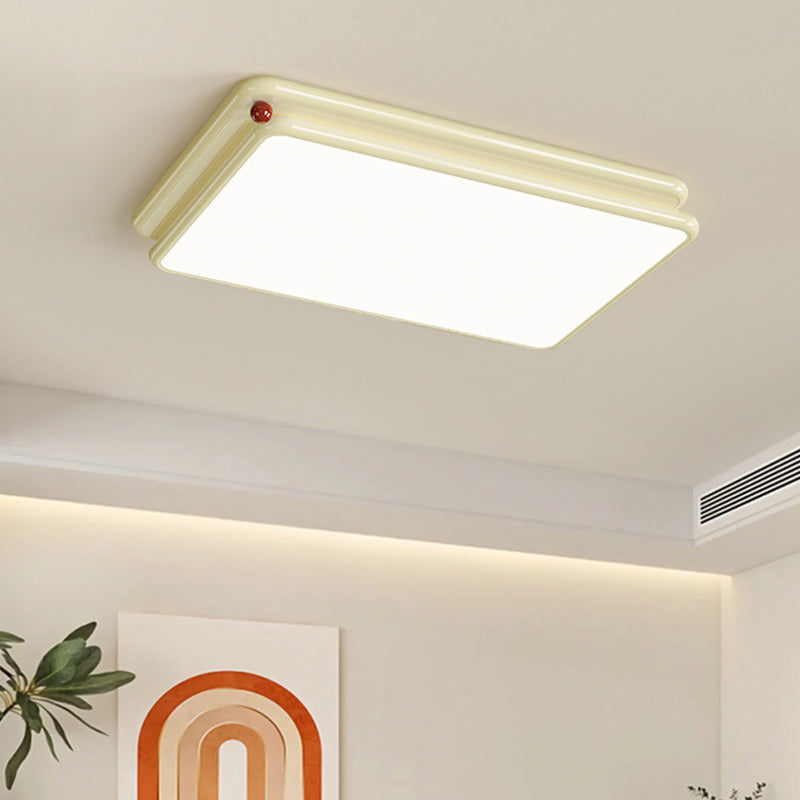 Modern Minimalist Iron PVC Stacked Square Round LED Flush Mount Ceiling Light For Bedroom & Living Room