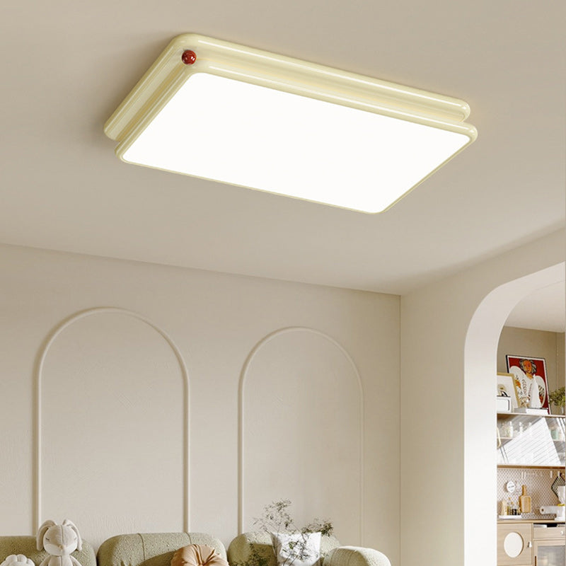 Modern Minimalist Iron PVC Stacked Square Round LED Flush Mount Ceiling Light For Bedroom & Living Room