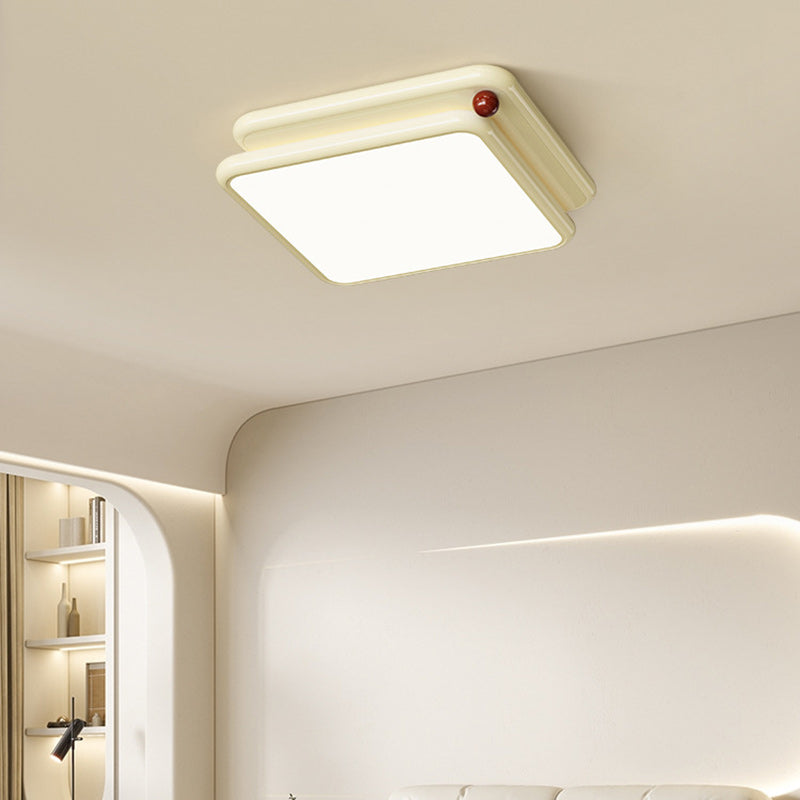 Modern Minimalist Iron PVC Stacked Square Round LED Flush Mount Ceiling Light For Bedroom & Living Room