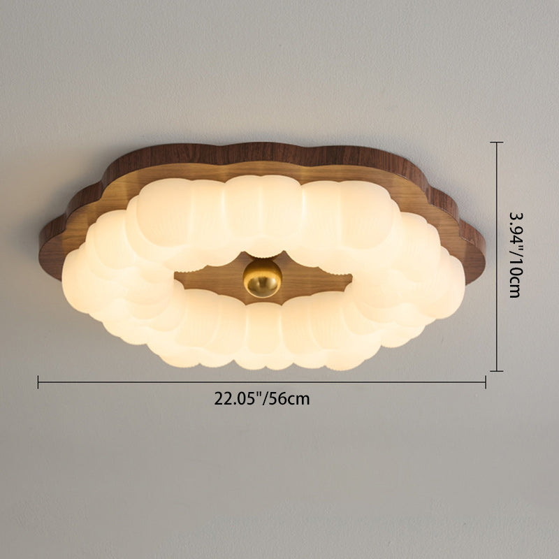 Traditional Chinese Iron PE Floral LED Flush Mount Ceiling Light For Bedroom