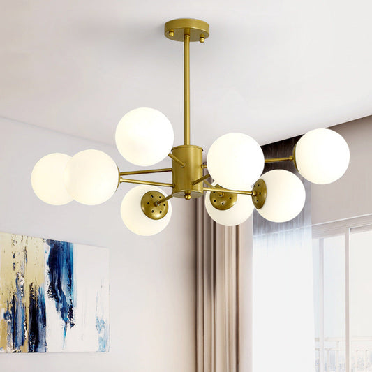 Contemporary Scandinavian Glass Metal Branch Globe 6/8/12/16-Light Chandelier For Living Room