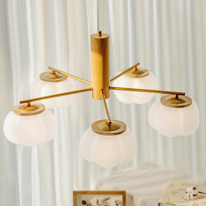 Contemporary Scandinavian PE Iron Branch Pumpkin-Shaped 4/5/8-Light Chandelier Island Light For Dining Room