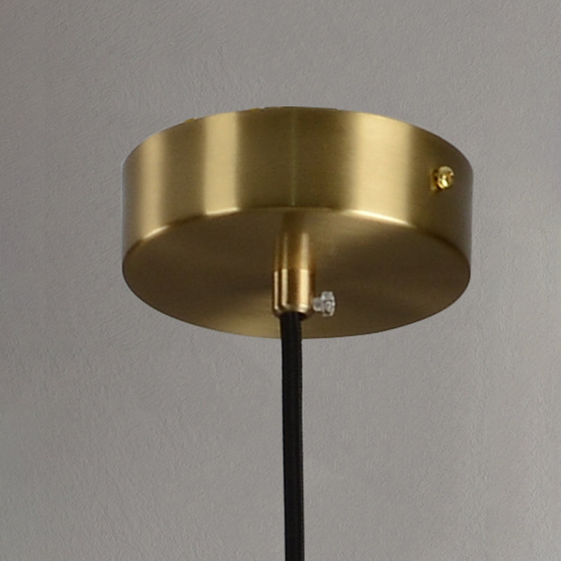 Traditional Chinese Alabaster Brass Round Cylinder 1-Light Pendant Light For Bedroom