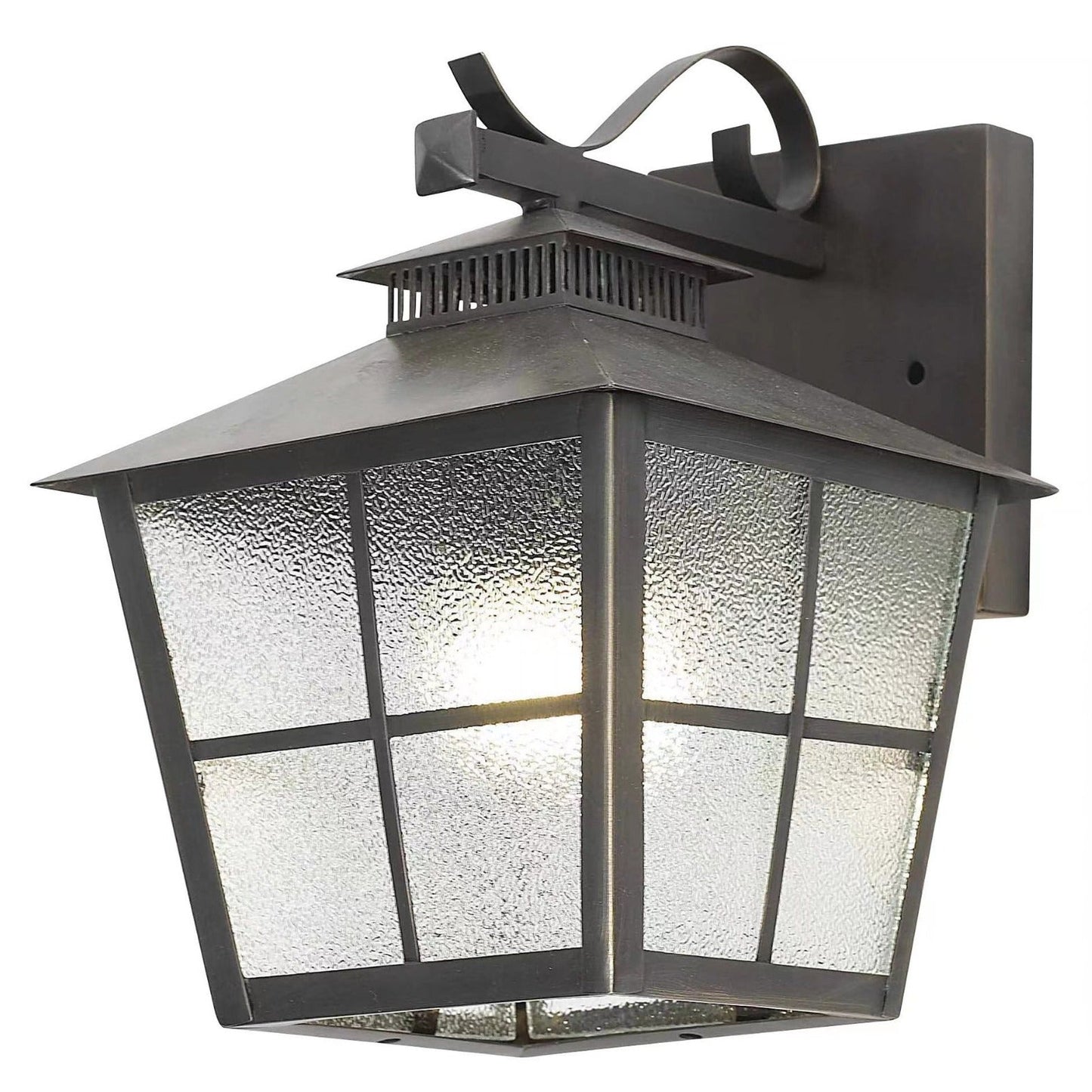 Contemporary Scandinavian Brass Glass House-Shaped Square 1-Light Wall Sconce Lamp For Outdoor