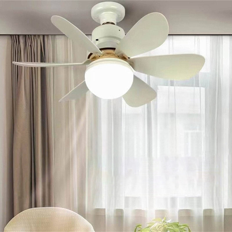 Modern Minimalist PP PC ABS Semi-Round 1-Light Semi-Flush Mount Ceiling Fan Light For Bedroom & Living Room