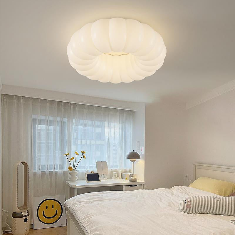 Contemporary Creative Iron Acrylic Ruffled Cream LED Flush Mount Ceiling Light For Bedroom