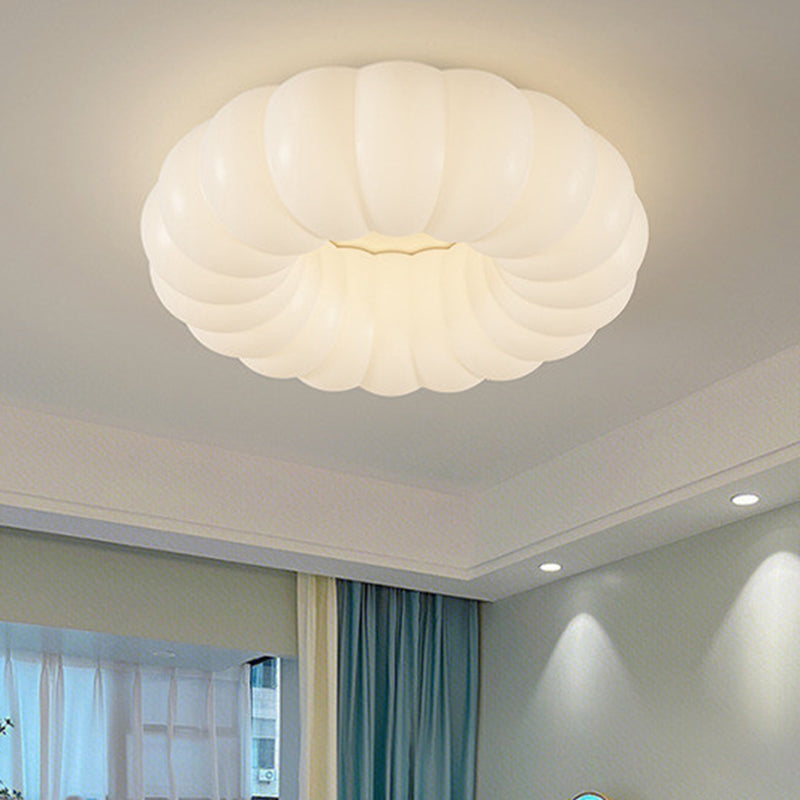 Contemporary Creative Iron Acrylic Ruffled Cream LED Flush Mount Ceiling Light For Bedroom