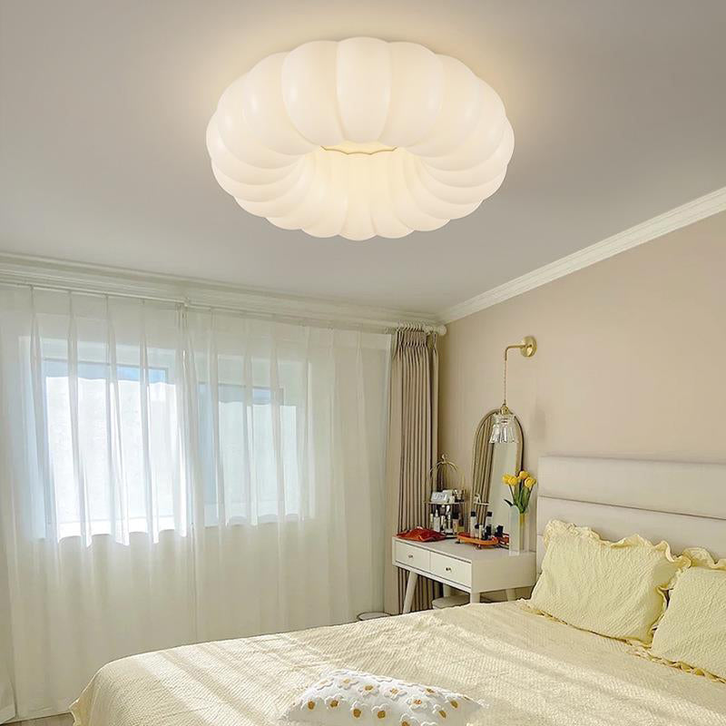 Contemporary Creative Iron Acrylic Ruffled Cream LED Flush Mount Ceiling Light For Bedroom