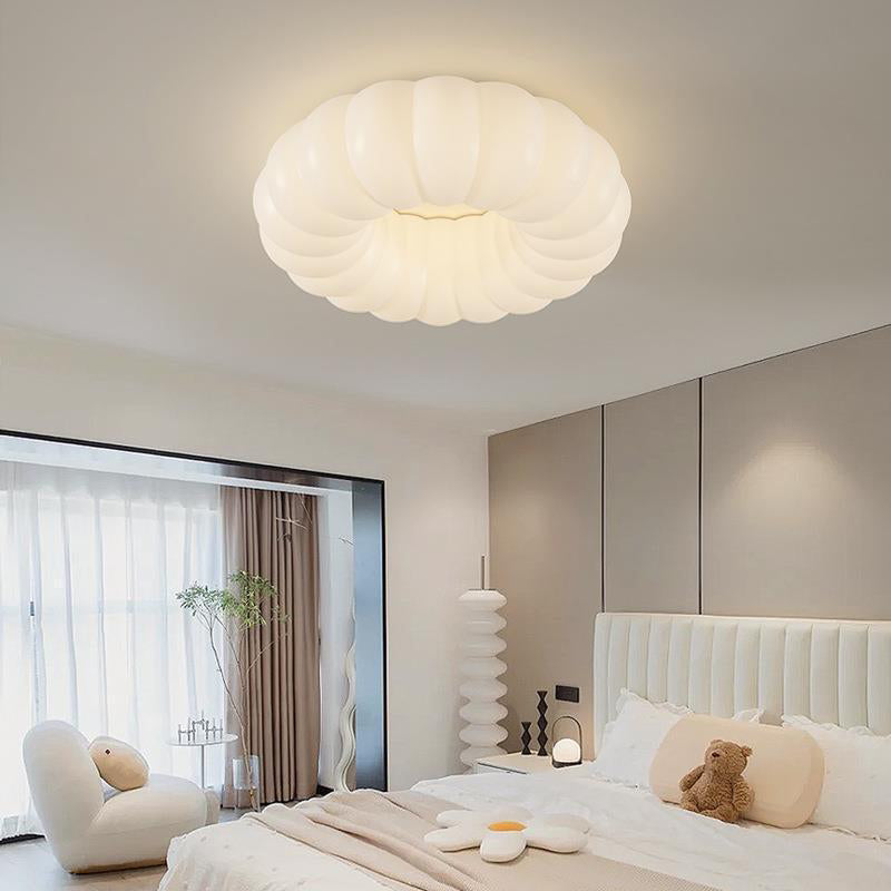 Contemporary Creative Iron Acrylic Ruffled Cream LED Flush Mount Ceiling Light For Bedroom