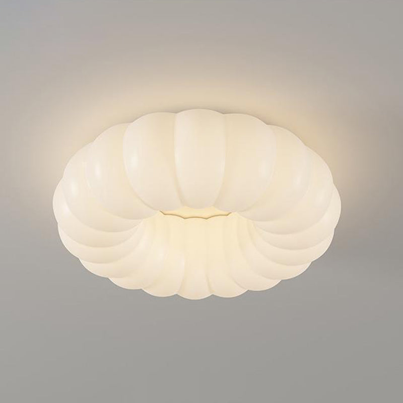 Contemporary Creative Iron Acrylic Ruffled Cream LED Flush Mount Ceiling Light For Bedroom