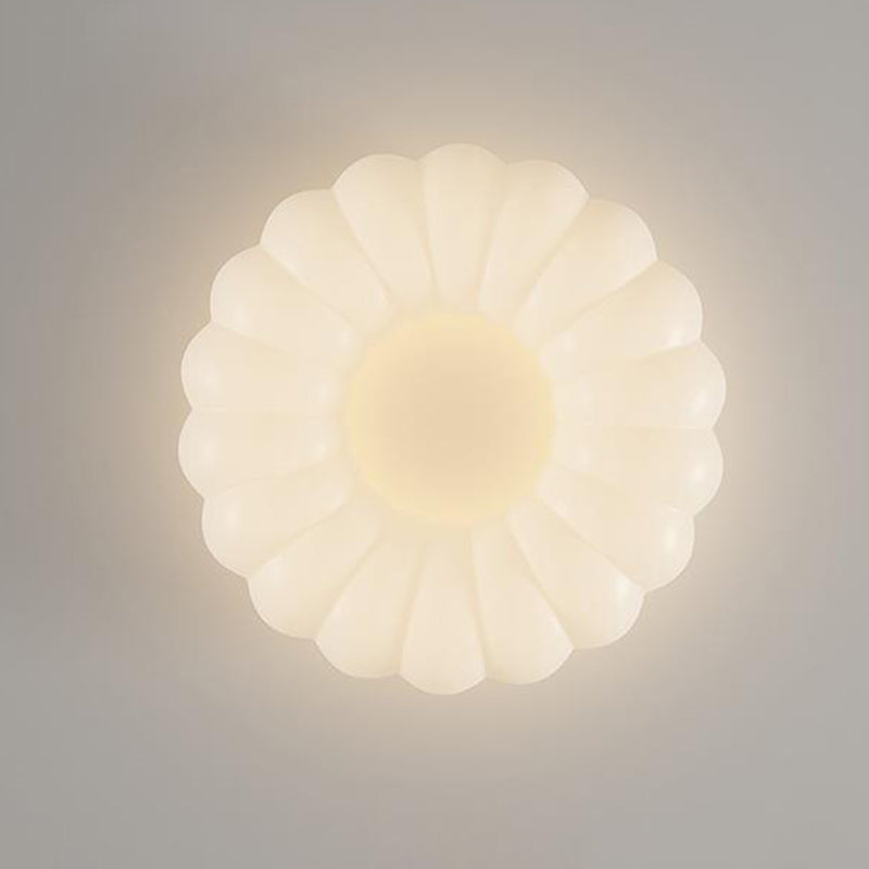 Contemporary Creative Iron Acrylic Ruffled Cream LED Flush Mount Ceiling Light For Bedroom