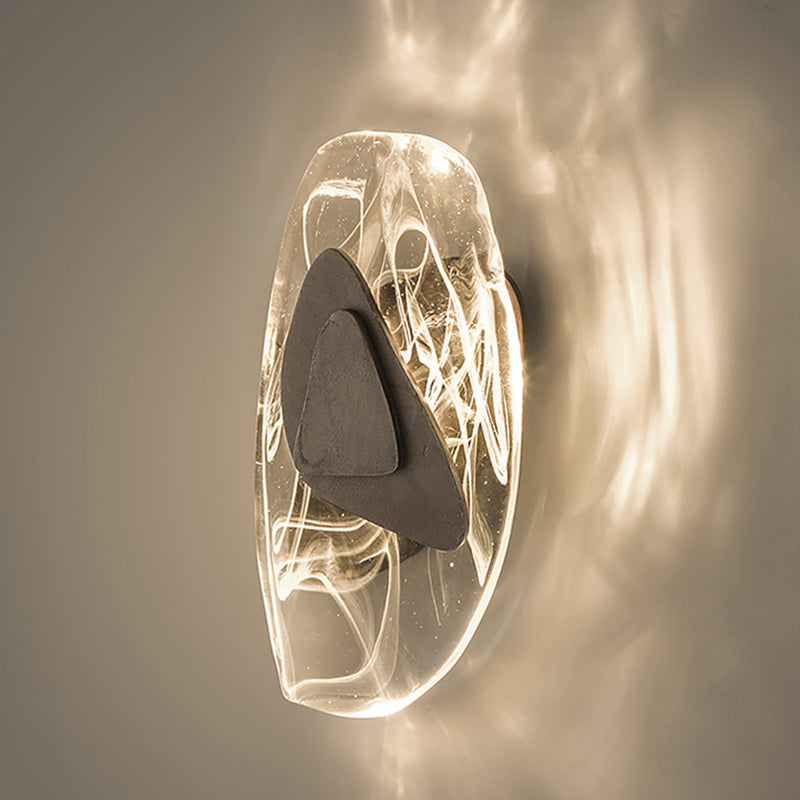 Contemporary Creative Glass Iron Triangular Oval LED Wall Sconce Lamp For Bedroom