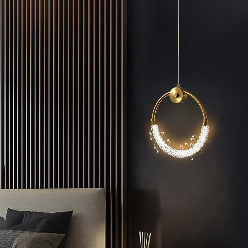 مصباح LED دائري معاصر من الكريستال النحاسي الإسكندنافي لغرفة المعيشة