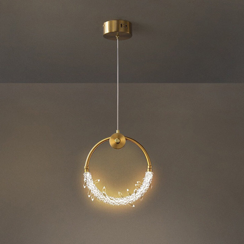 مصباح LED دائري معاصر من الكريستال النحاسي الإسكندنافي لغرفة المعيشة