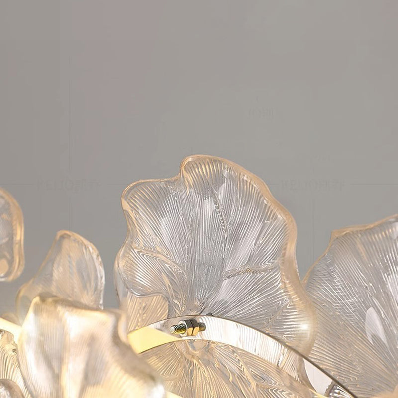 Contemporary Creative Glass Iron Lotus-Shaped Round 8-Light Chandelier For Living Room