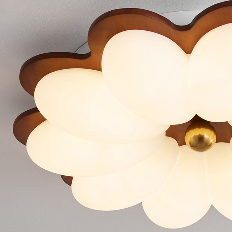 Traditional Vintage PE Iron Floral Round LED Flush Mount Ceiling Light For Bedroom