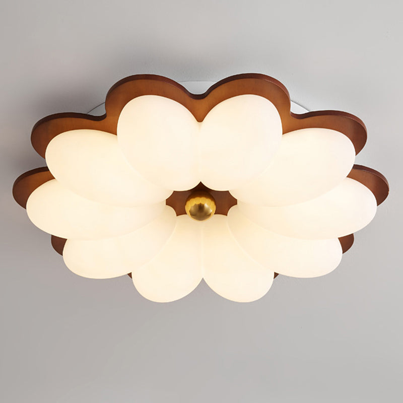 Traditional Vintage PE Iron Floral Round LED Flush Mount Ceiling Light For Bedroom