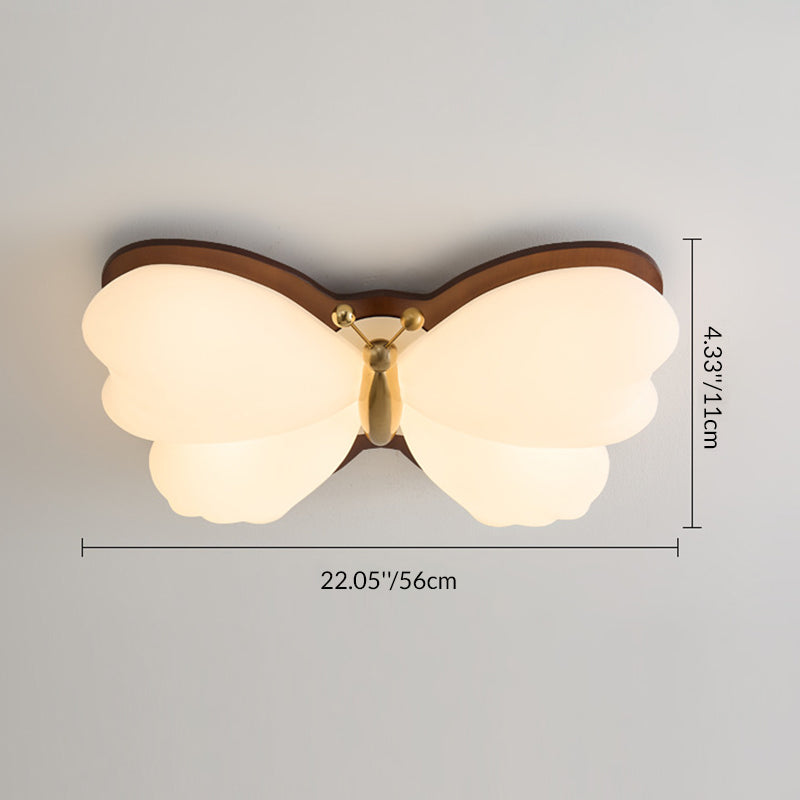 Traditional Chinese PE Iron Butterfly LED Flush Mount Ceiling Light For Bedroom