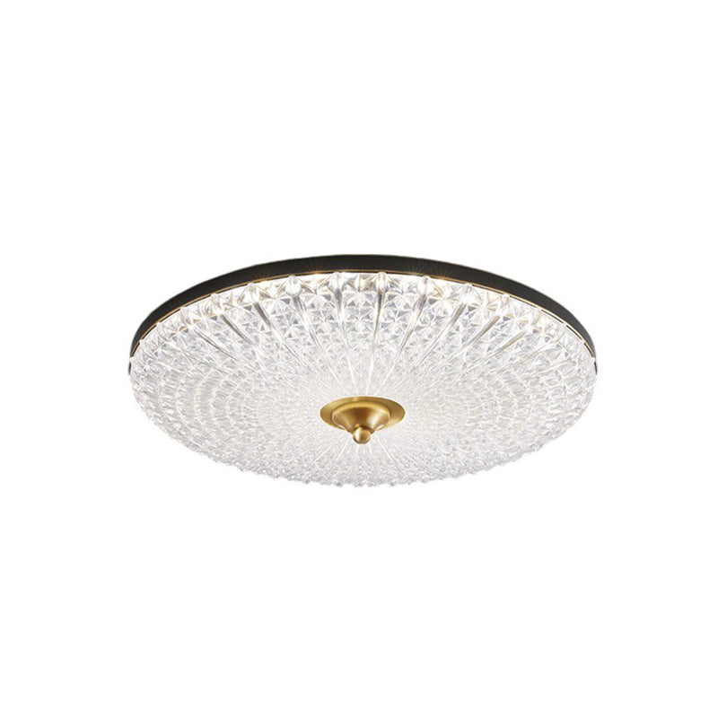 Modern Luxury Acrylic Brass Round LED Flush Mount Ceiling Light For Bedroom