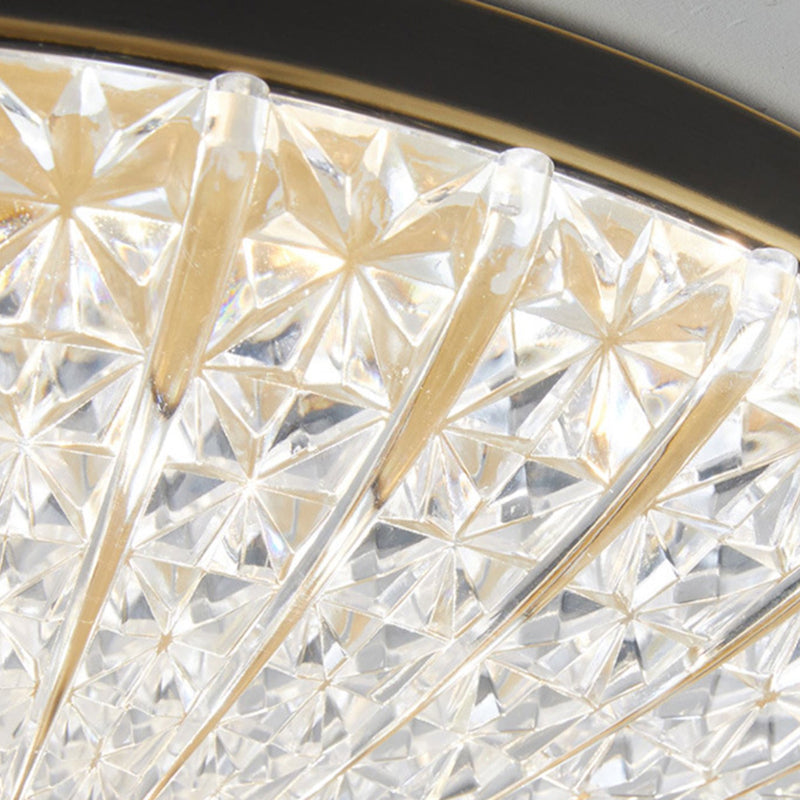 Modern Luxury Acrylic Brass Round LED Flush Mount Ceiling Light For Bedroom