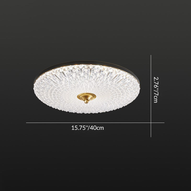 Modern Luxury Acrylic Brass Round LED Flush Mount Ceiling Light For Bedroom