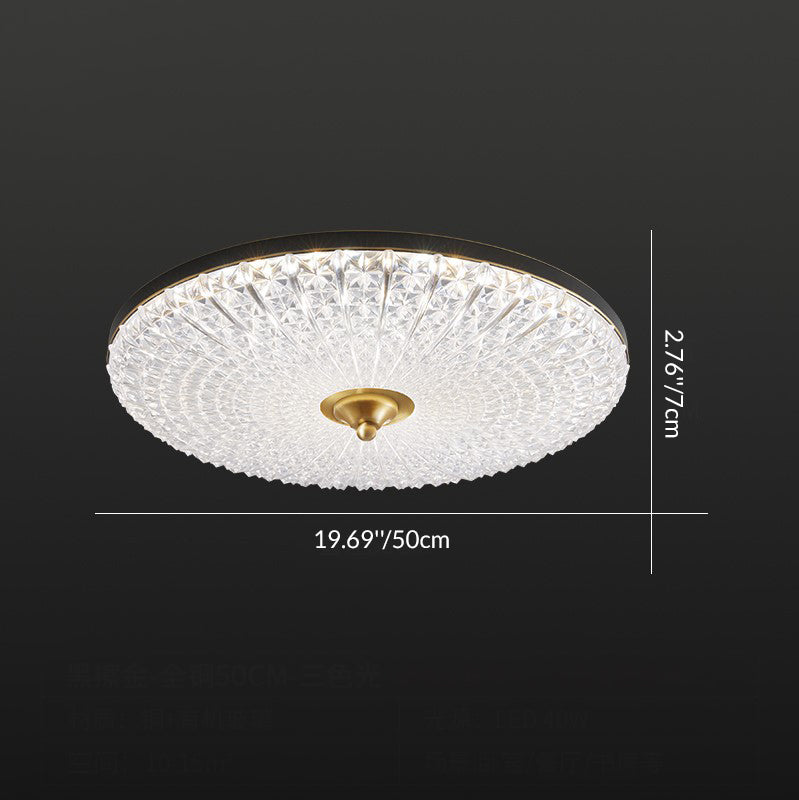 Modern Luxury Acrylic Brass Round LED Flush Mount Ceiling Light For Bedroom