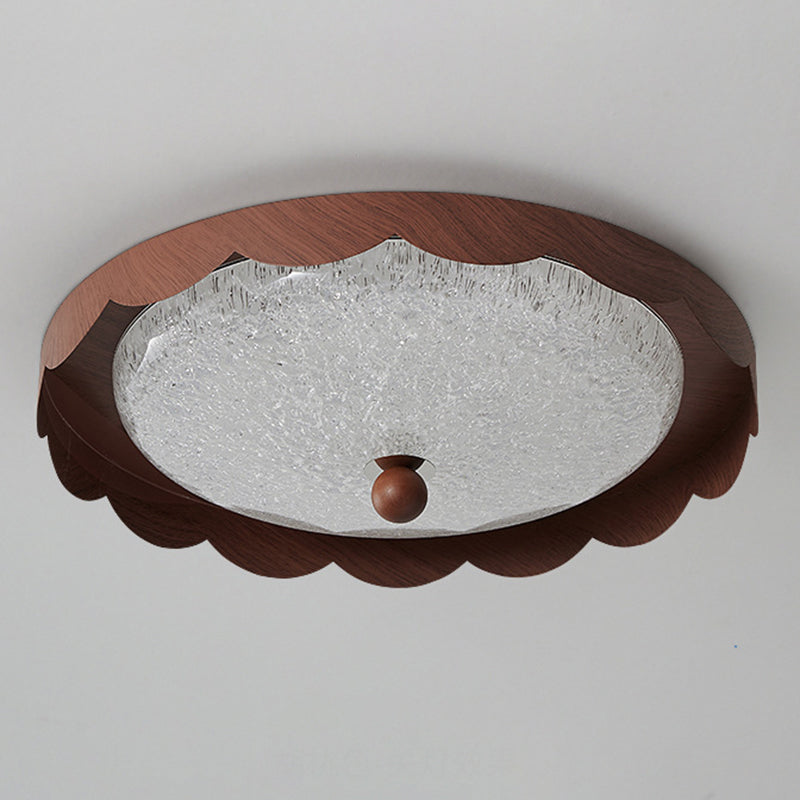 Contemporary Creative Acrylic Iron Wavy Round LED Flush Mount Ceiling Light For Bedroom