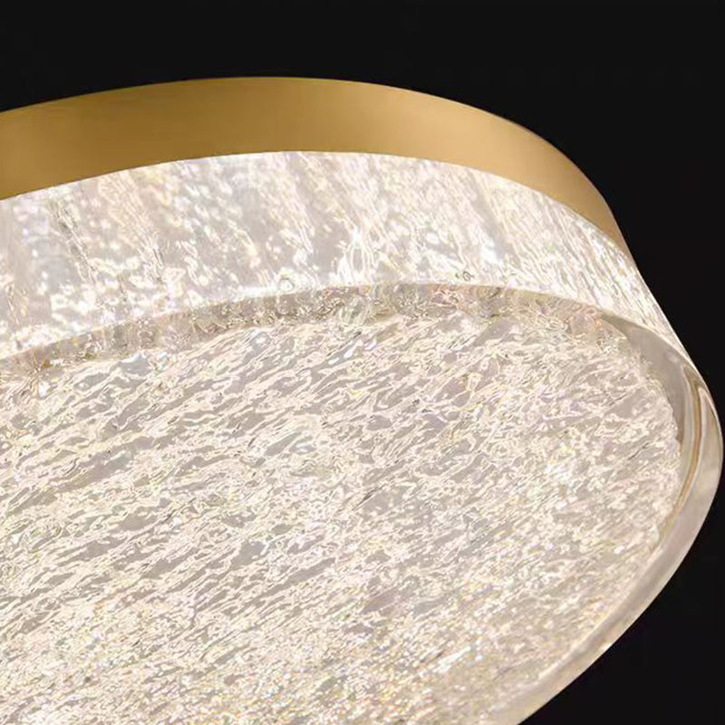 Modern Luxury Copper Resin Round Cylinder LED Flush Mount Ceiling Light For Bedroom