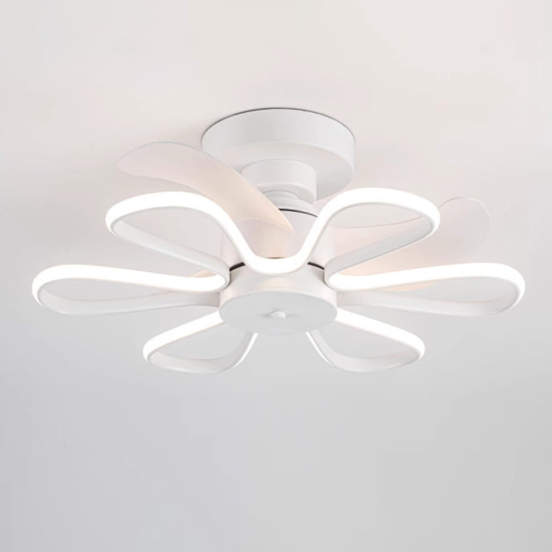 モダンでミニマリストなABS樹脂製扇形ラウンドLEDダウンロッドシーリングファンライト(寝室用)