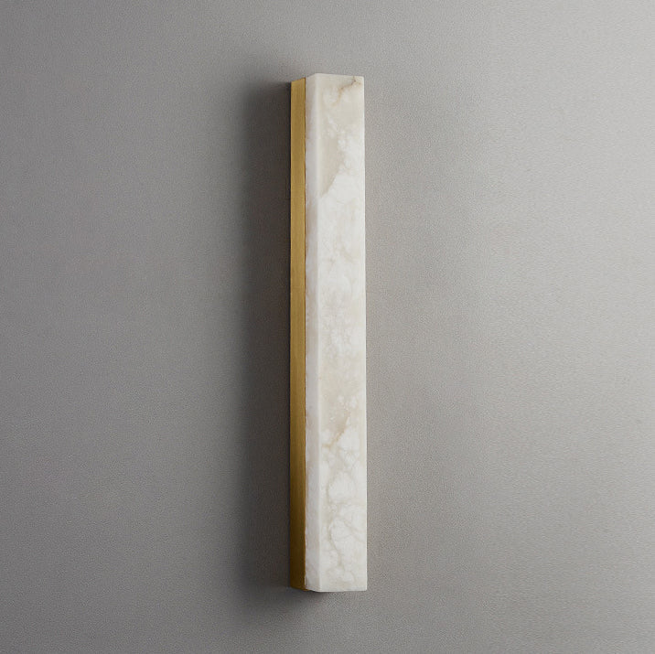 Traditional Vintage Brass Alabaster Rectangular LED Wall Sconce Lamp For Living Room