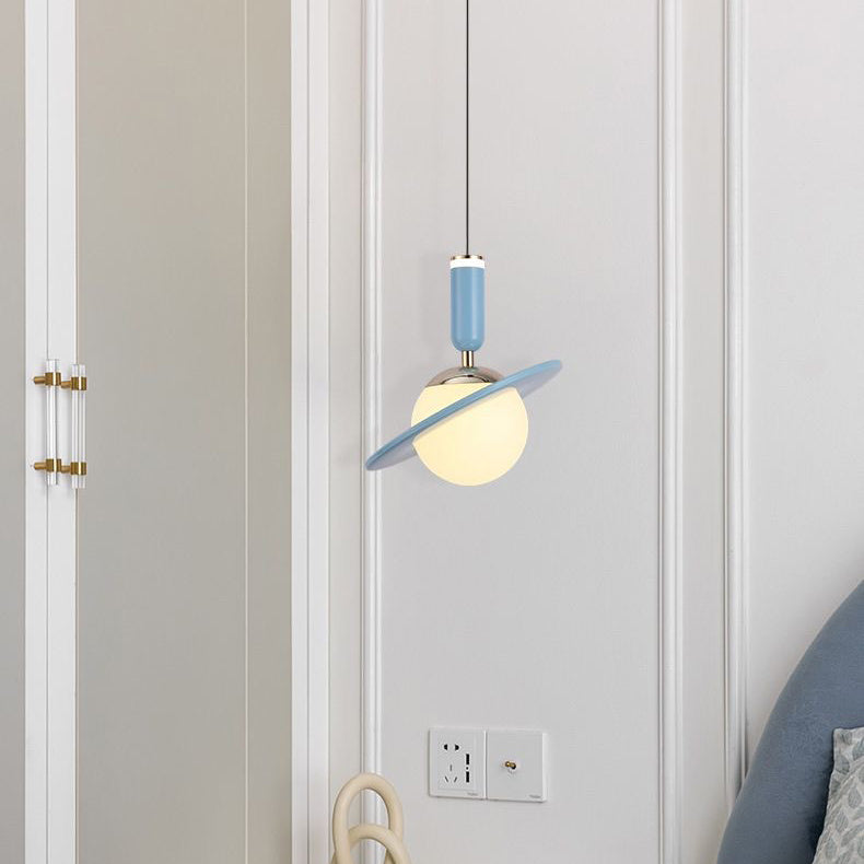 Contemporary Creative Acrylic Aluminum Planet Cylinder LED Pendant Light For Bedroom