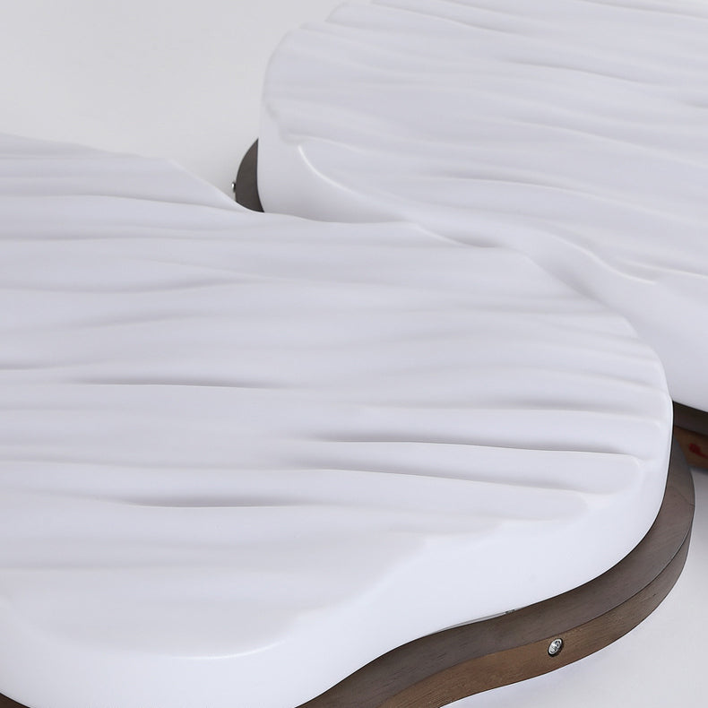 Traditional Chinese Rubberwood Acrylic Cloud Wave LED Flush Mount Ceiling Light For Living Room & Bedroom