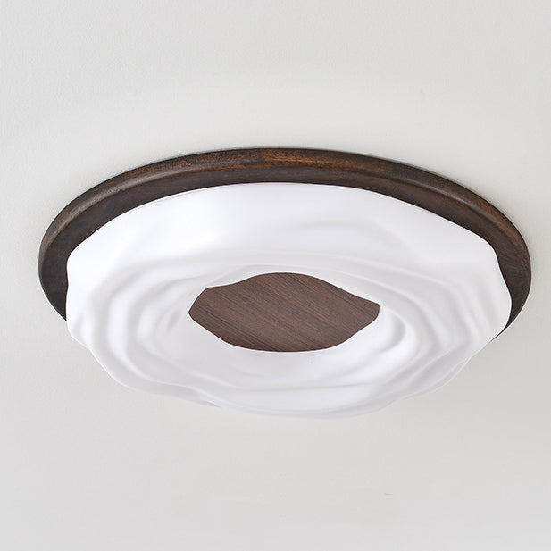 現代的でクリエイティブな無垢材と鉄製アクリルクッキー型、寝室用LEDフラッシュマウントシーリングライト