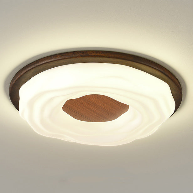 現代的でクリエイティブな無垢材と鉄製アクリルクッキー型、寝室用LEDフラッシュマウントシーリングライト