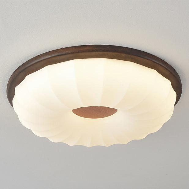現代的でクリエイティブな無垢材と鉄製アクリルクッキー型、寝室用LEDフラッシュマウントシーリングライト