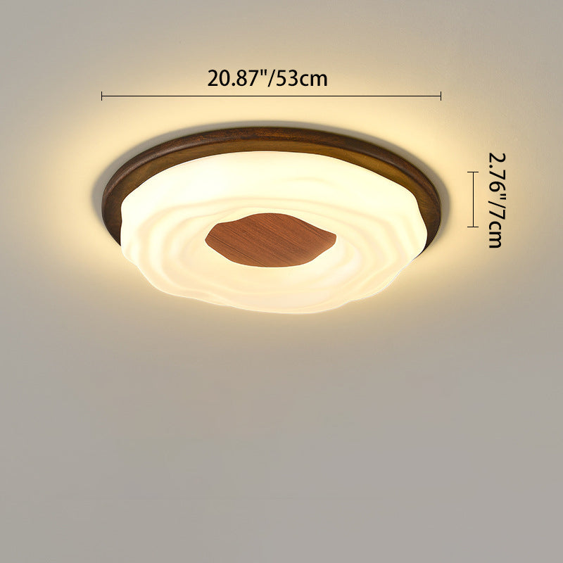 現代的でクリエイティブな無垢材と鉄製アクリルクッキー型、寝室用LEDフラッシュマウントシーリングライト
