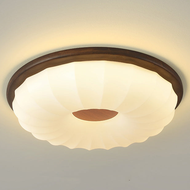 現代的でクリエイティブな無垢材と鉄製アクリルクッキー型、寝室用LEDフラッシュマウントシーリングライト