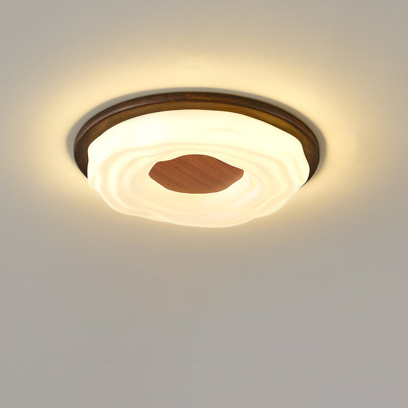 現代的でクリエイティブな無垢材と鉄製アクリルクッキー型、寝室用LEDフラッシュマウントシーリングライト