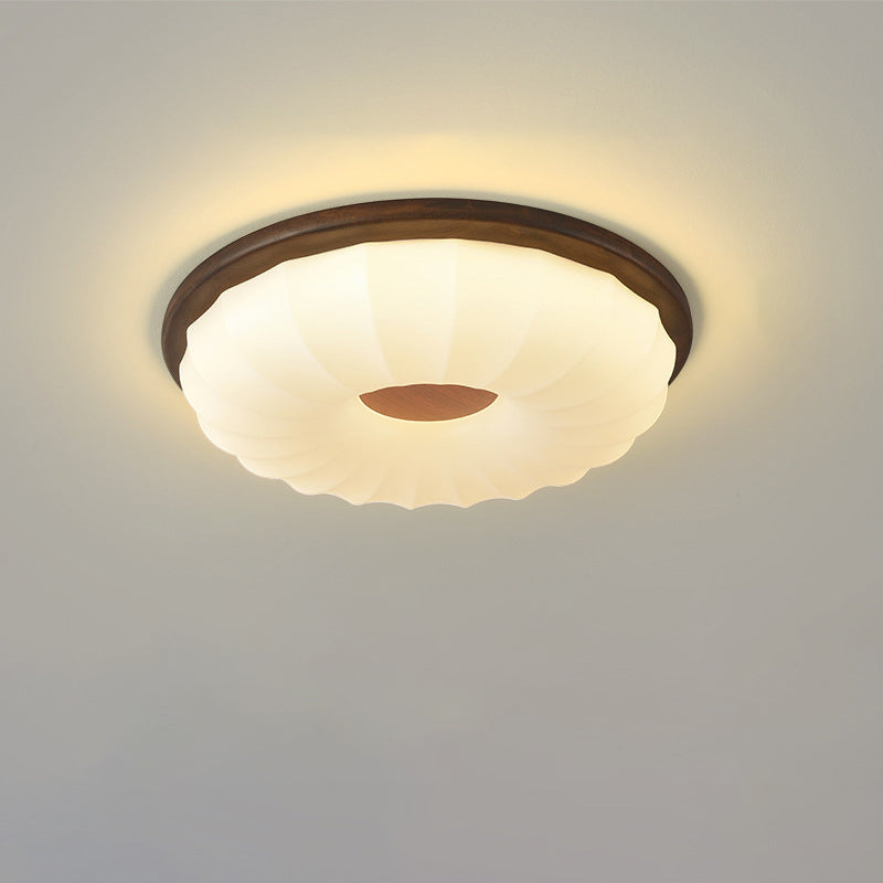 現代的でクリエイティブな無垢材と鉄製アクリルクッキー型、寝室用LEDフラッシュマウントシーリングライト