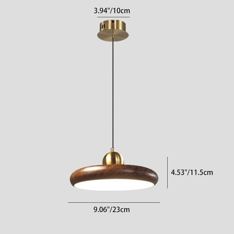Traditional Chinese Iron Acrylic Disc UFO Round LED Pendant Light For Living Room