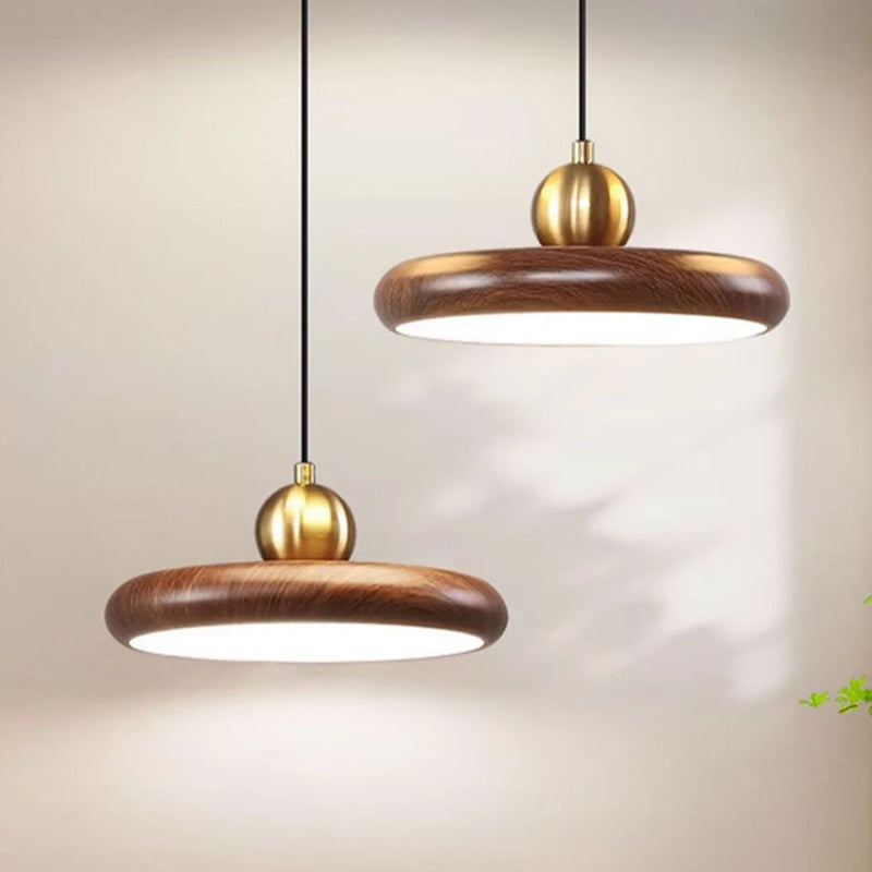 Traditional Chinese Iron Acrylic Disc UFO Round LED Pendant Light For Living Room