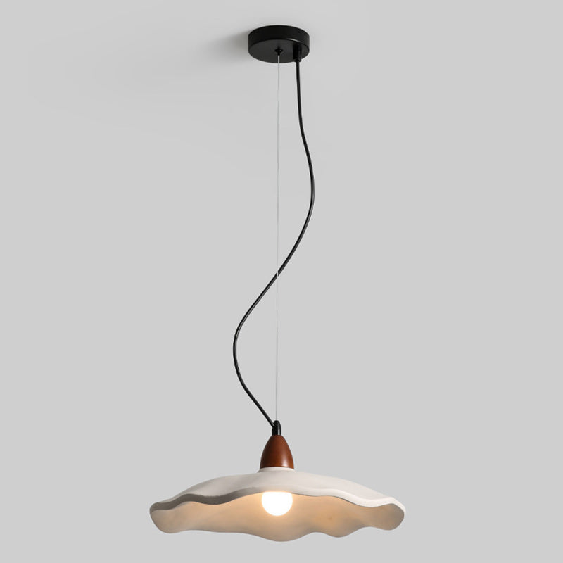 Traditional Vintage Stone Wood Metal Round Bowl Pendant Light 1-Light For Living Room