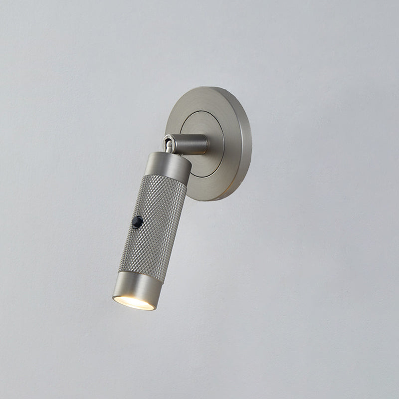 مصباح حائط LED دائري أسطواني من الألومنيوم بتصميم إسكندنافي معاصر لغرفة المعيشة