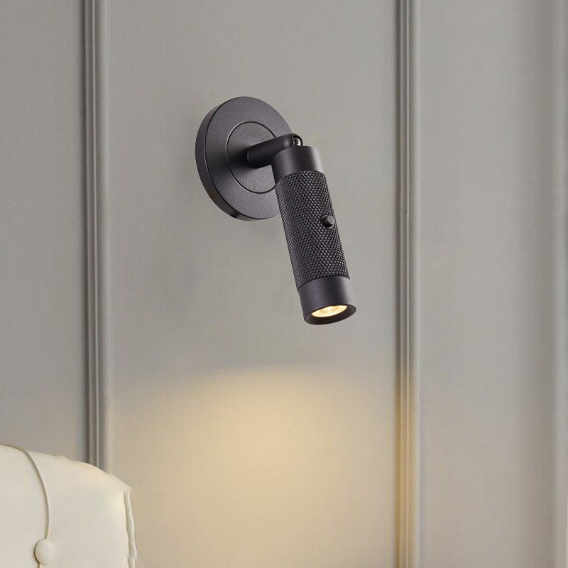 مصباح حائط LED دائري أسطواني من الألومنيوم بتصميم إسكندنافي معاصر لغرفة المعيشة